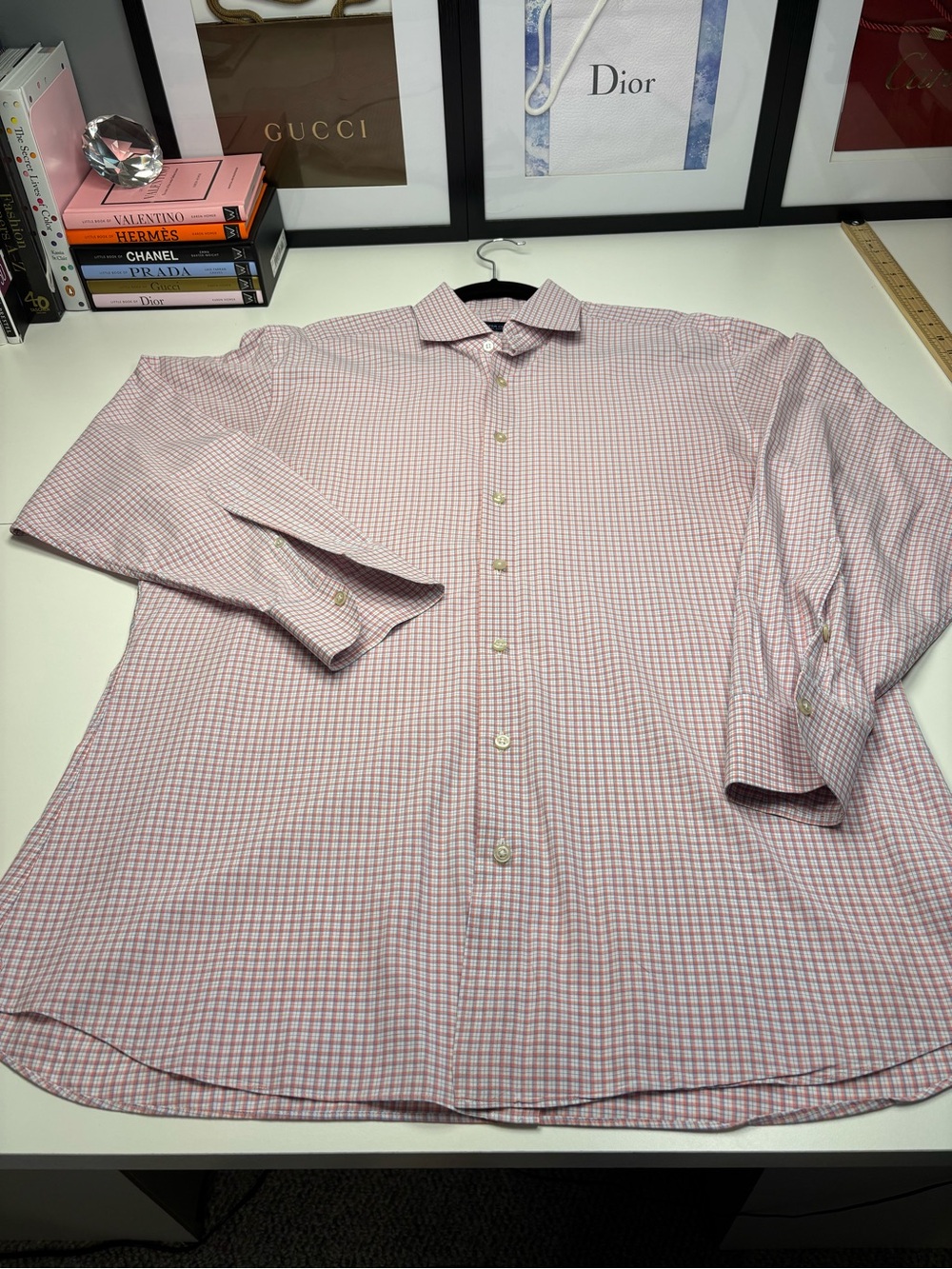 Proper Cloth Men's Pink Micro-Check Dress Shirt - Tailored Button-Down XL NWOT